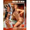 imageRSLOVE Womens Fishnet Lingerie Mesh Chemise Babydoll Bodysuit Lace Smock Lingerie for WomenBrown