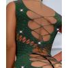 imageRSLOVE Womens Fishnet Lingerie Mesh Chemise Babydoll Bodysuit Lace Smock Lingerie for WomenDark Green