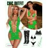 imageRSLOVE Womens Fishnet Lingerie Mesh Chemise Babydoll Bodysuit Lace Smock Lingerie for WomenFruit Green