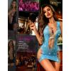 imageRSLOVE Womens Fishnet Lingerie Mesh Chemise Babydoll Bodysuit Lace Smock Lingerie for WomenLight Blue