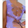 imageRSLOVE Womens Fishnet Lingerie Mesh Chemise Babydoll Bodysuit Lace Smock Lingerie for WomenLight Purple
