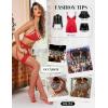 imageRSLOVE Womens Lace Top Fishnet ThighHigh Stockings with Antiskid Silicone Sexy Stay Up Tights PantyhoseRed