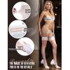 imageRSLOVE Womens Lace Top Thigh High Sheer Stockings Antiskid Silicone Ultra Shimmery PantyhoseWhite