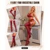 imageRSLOVE Womens Lace Top Thigh High Sheer Stockings Antiskid Silicone Ultra Shimmery PantyhoseWine Red