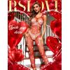 imageRSLOVE Womens Lingerie Fishnet Bodystocking Sparkle Rhinestone Mesh Tights One Piece Teddy LingerieRed