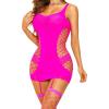 imageRSLOVE Babydoll Lingerie for Women Chemise  Fishnet Bodysuit Womens Sleepwear with Stocking Sexy Dress Bodystocking One SizeNeon Pink