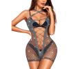 imageRSLOVE Womens Fishnet Bodysuit Lingerie  Sexy Sparkle Cut Out Romper Stripper Rave Outfit Glittering BodystockingAgrey