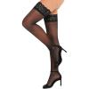 imageRSLOVE Womens Lace Top Thigh High Sheer Stockings Antiskid Silicone Ultra Shimmery PantyhoseBlack