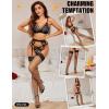 imageRSLOVE Lace Top Fishnet Thigh High Stockings  Sexy Stockings for Women Antiskid Silicone Stay Up PantyhoseBlack