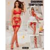 imageRSLOVE Lace Top Fishnet Thigh High Stockings  Sexy Stockings for Women Antiskid Silicone Stay Up PantyhoseRed