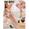 imageRSLOVE Lace Top Fishnet Thigh High Stockings  Sexy Stockings for Women Antiskid Silicone Stay Up PantyhoseWhite