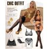 imageRSLOVE Lace Top Thigh High Stockings with Antiskid Silicone Stay Up Silky Semi Sheer Pantyhose Sexy Lingerie for WomenBlack