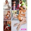 imageRSLOVE Lace Top Thigh High Stockings with Antiskid Silicone Stay Up Silky Semi Sheer Pantyhose Sexy Lingerie for WomenWhite