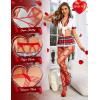 imageRSLOVE Sexy High Waist Tights Fishnet Stockings for Womens Patterned Thigh High Suspenders Pantyhose One SizeRed