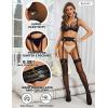 imageRSLOVE Stockings for Women Sheer Thigh High Sexy Pantyhose Lace Suspender Tights Garter Antiskid Silicone High WaistBlackshort