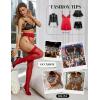 imageRSLOVE Stockings for Women Sheer Thigh High Sexy Pantyhose Lace Suspender Tights Garter Antiskid Silicone High WaistRedlong
