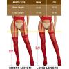 imageRSLOVE Stockings for Women Sheer Thigh High Sexy Pantyhose Lace Suspender Tights Garter Antiskid Silicone High WaistRedlong