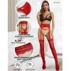 imageRSLOVE Stockings for Women Sheer Thigh High Sexy Pantyhose Lace Suspender Tights Garter Antiskid Silicone High WaistRedlong