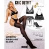 imageRSLOVE Women Lace Top Thigh High Stockings  Semi Sheer Stay Up Pantyhose with Antiskid Silicone Hold Up Sexy Silky LingerieBlack