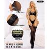 imageRSLOVE Women Lace Top Thigh High Stockings  Semi Sheer Stay Up Pantyhose with Antiskid Silicone Hold Up Sexy Silky LingerieBlack