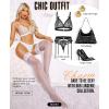 imageRSLOVE Women Lace Top Thigh High Stockings  Semi Sheer Stay Up Pantyhose with Antiskid Silicone Hold Up Sexy Silky LingerieWhite