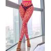 imageRSLOVE Women Sexy High Waist Tights Rhinestone Sparkle Fishnet Stockings Pantyhose Leggings Lingerie PantsRose Red