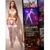imageRSLOVE Women Sexy Thigh High Stocking Sparkly Rhinestone Fishnets Lace Top Silicone SocksWhite