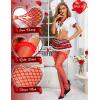 imageRSLOVE Womens Fishnet Thigh High Stockings Sexy Sheer Exotic Elastic Hosiery TightsRed