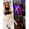 imageRSLOVE Womens Fishnet Thigh High Stockings Sexy Sheer Exotic Elastic Hosiery TightsWhite