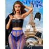 imageRSLOVE Womens Pantyhose Fishnet Stockings Sexy Tights Lace Hight Waist tights Mesh Stockings Fish Net TightsBlue