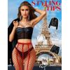 imageRSLOVE Womens Pantyhose Fishnet Stockings Sexy Tights Lace Hight Waist tights Mesh Stockings Fish Net TightsRed