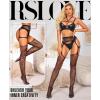 imageRSLOVE Womens Sexy Fishnet Stockings Thigh High Lace Garter Tights Suspender Crotchless PantyhoseBlack