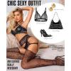 imageRSLOVE Womens Sexy Fishnet Stockings Thigh High Lace Garter Tights Suspender Crotchless PantyhoseBlack