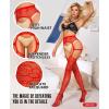 imageRSLOVE Womens Sexy Fishnet Stockings Thigh High Lace Garter Tights Suspender Crotchless PantyhoseRed