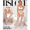 imageRSLOVE Womens Sexy Fishnet Stockings Thigh High Lace Garter Tights Suspender Crotchless PantyhoseWhite