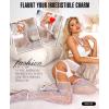 imageRSLOVE Womens Sexy Fishnet Stockings Thigh High Lace Garter Tights Suspender Crotchless PantyhoseWhite