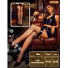 imageRSLOVE Womens Sexy Thigh High Stockings Fishnet Tights Faux Leather Top Elastic Costume Thigh HighsBlack