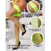 imageRSLOVE Womens Sexy Thigh High Stockings Fishnet Tights Faux Leather Top Elastic Costume Thigh HighsFluorescent Green