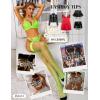 imageRSLOVE Womens Sexy Thigh High Stockings Fishnet Tights Faux Leather Top Elastic Costume Thigh HighsFluorescent Green