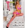 imageRSLOVE Womens Sexy Thigh High Stockings Fishnet Tights Faux Leather Top Elastic Costume Thigh HighsFluorescent Pink