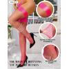 imageRSLOVE Womens Sexy Thigh High Stockings Fishnet Tights Faux Leather Top Elastic Costume Thigh HighsFluorescent Pink