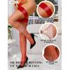 imageRSLOVE Womens Sexy Thigh High Stockings Fishnet Tights Faux Leather Top Elastic Costume Thigh HighsRed