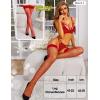 imageRSLOVE Womens Sexy Thigh High Stockings Fishnet Tights Faux Leather Top Elastic Costume Thigh HighsRed