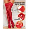 imageRSLOVE Womens Thigh High Stockings  Lace Top Sheer Antiskid Silicone Pantyhose Womens Sexy Stay Up Nylon Tights LingerieRed