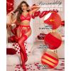 imageRSLOVE Womens Thigh High Stockings  Silicone Lace Top Sheer Over Knee Stocking Sexy Silky PantyhoseRed