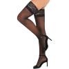 imageRSLOVE Lace Top Thigh High Stockings with Antiskid Silicone Stay Up Silky Semi Sheer Pantyhose Sexy Lingerie for WomenBlack