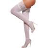 imageRSLOVE Lace Top Thigh High Stockings with Antiskid Silicone Stay Up Silky Semi Sheer Pantyhose Sexy Lingerie for WomenWhite
