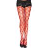 imageRSLOVE Sexy High Waist Tights Fishnet Stockings for Womens Patterned Thigh High Suspenders Pantyhose One SizeRed