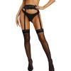 imageRSLOVE Stockings for Women Sheer Thigh High Sexy Pantyhose Lace Suspender Tights Garter Antiskid Silicone High WaistBlackshort