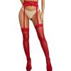 imageRSLOVE Stockings for Women Sheer Thigh High Sexy Pantyhose Lace Suspender Tights Garter Antiskid Silicone High WaistRedshort